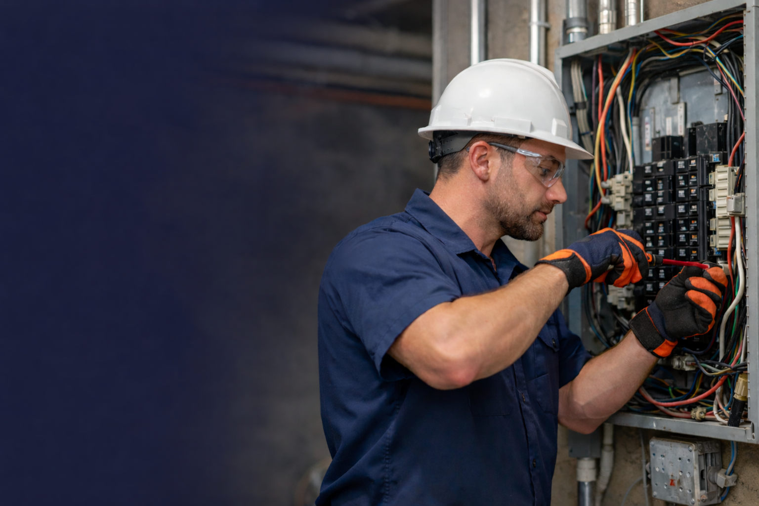 Licensed Electrician Pompano Beach FL Licensed electrician working on electrical panel